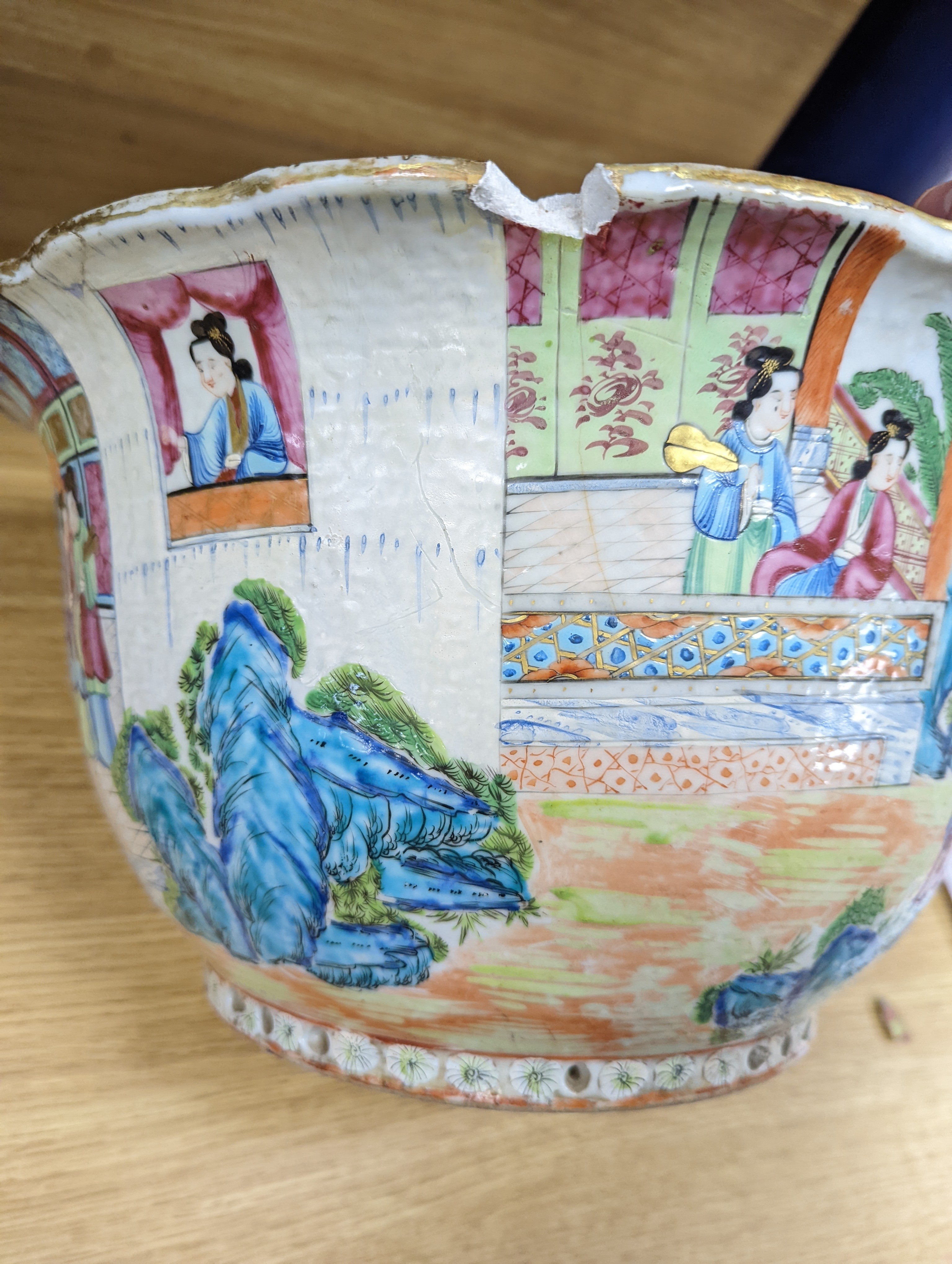 A Large Chinese famille rose flower pot, mid 19th century, 38cm
